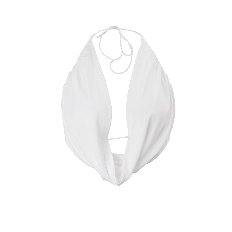 Halterneck Vest Backless Solid Top